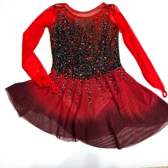 New Figure Skating Dress Size 10 (5~8T) with Hair Scrunchies (120~130cm) - Picture 2 of 10